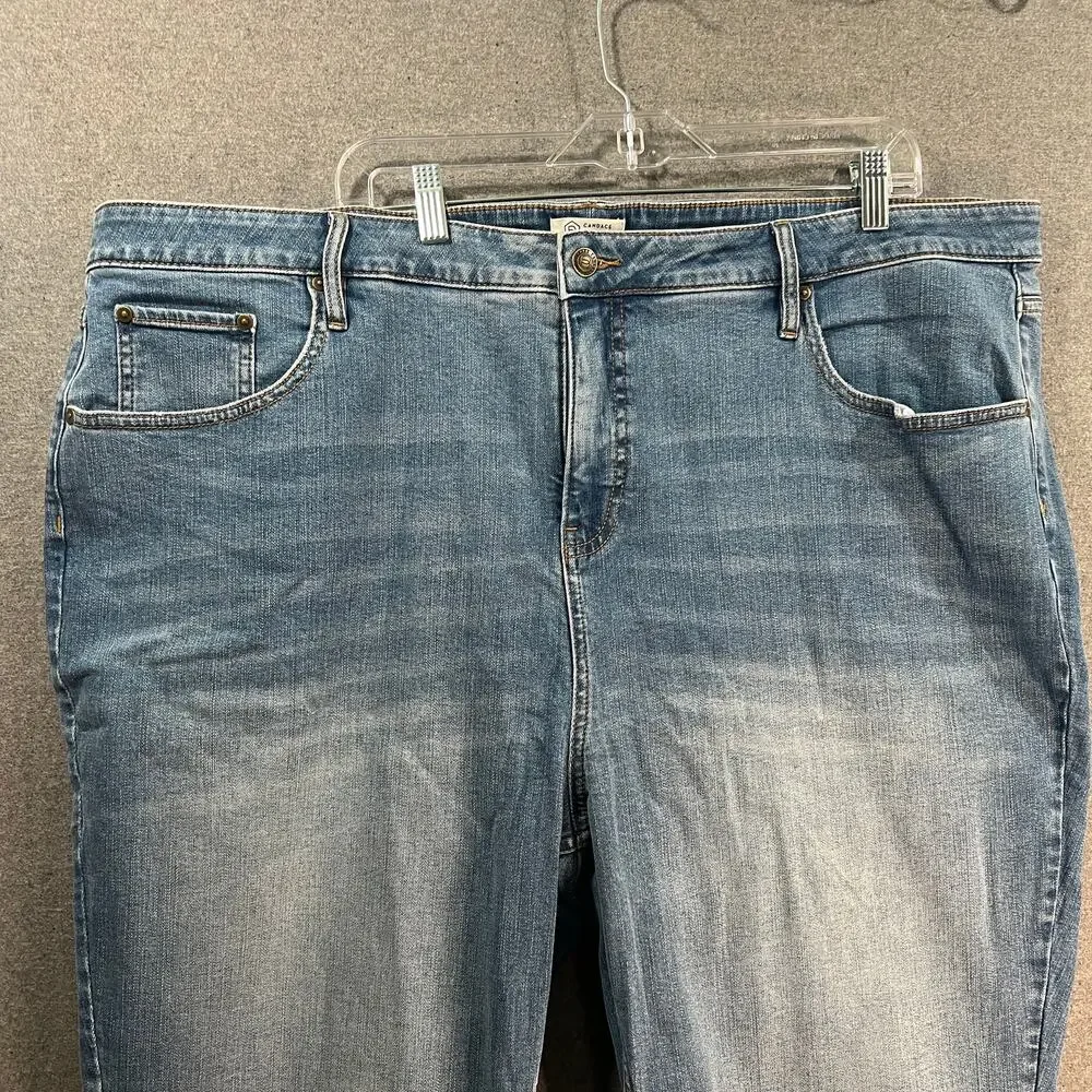 Candace Cameron Bure Cropped Straight Leg Jeans BigSur Med Wash, Plus 26